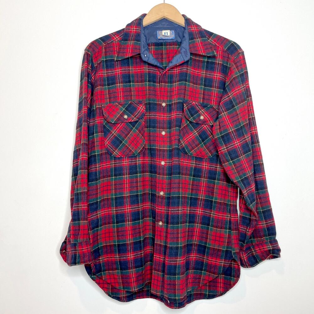 Vintage 60s 70s Pendleton Wool Plaid Quilted USA Flannel L Heritage Workwear